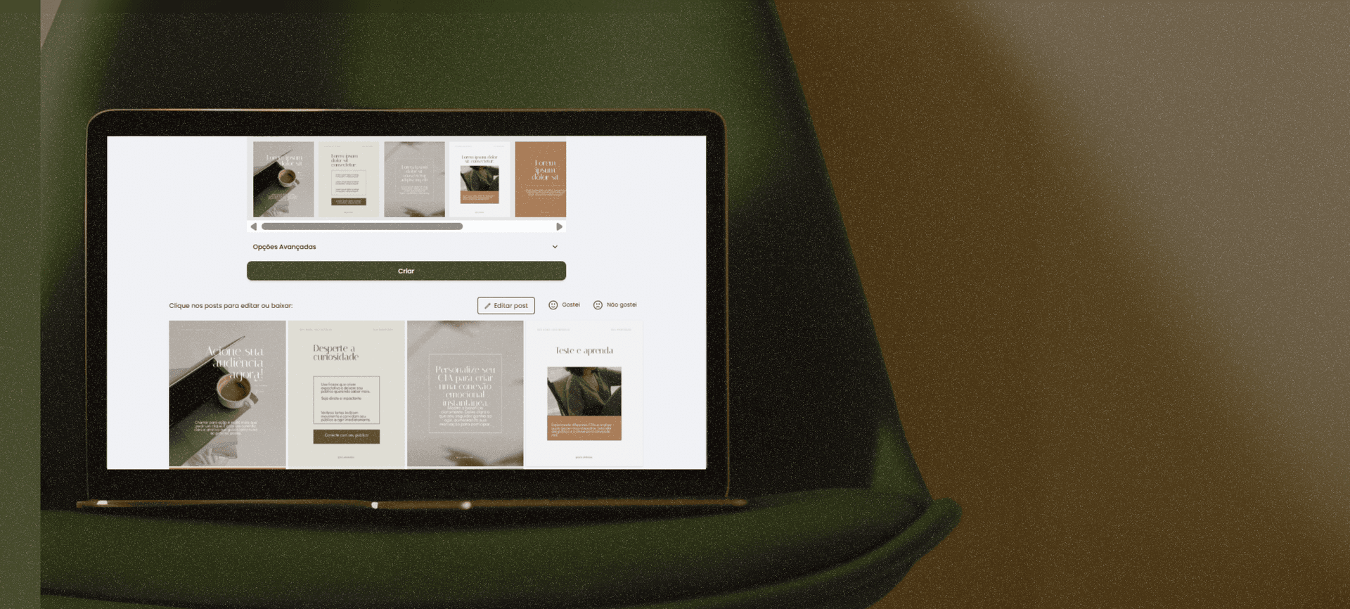 Plataforma Impulso Criativo para criação de posts Instagram