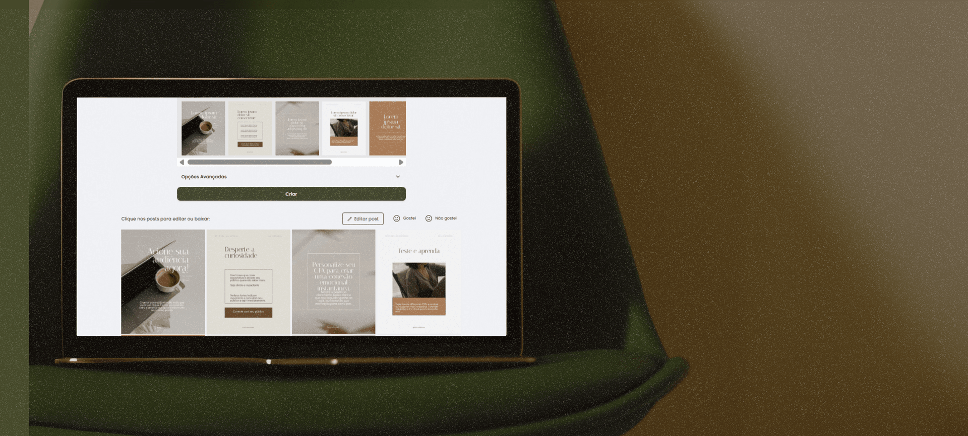 Plataforma Impulso Criativo para criação de posts Instagram